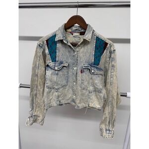 Vintage Levi's Sportswear Cropped Denim Southwestern Embroidered Jacket